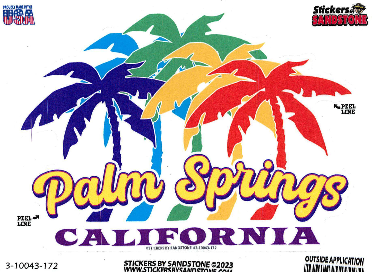 Palm Springs Rainbow Palm Trees Sticker