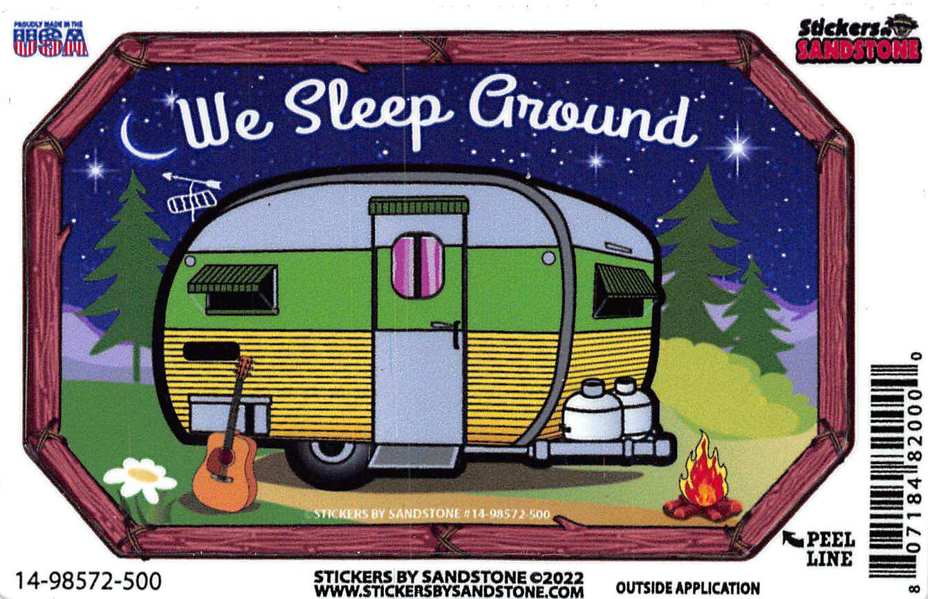 We Sleep Around Camper Sticker