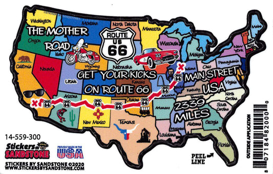 USA Route 66 Map Sticker